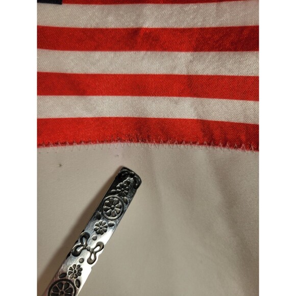 VTG USA Flag Satin Bomber Jacket Mens MEDIUM LARGE Kim Baker Design White - Picture 5 of 12